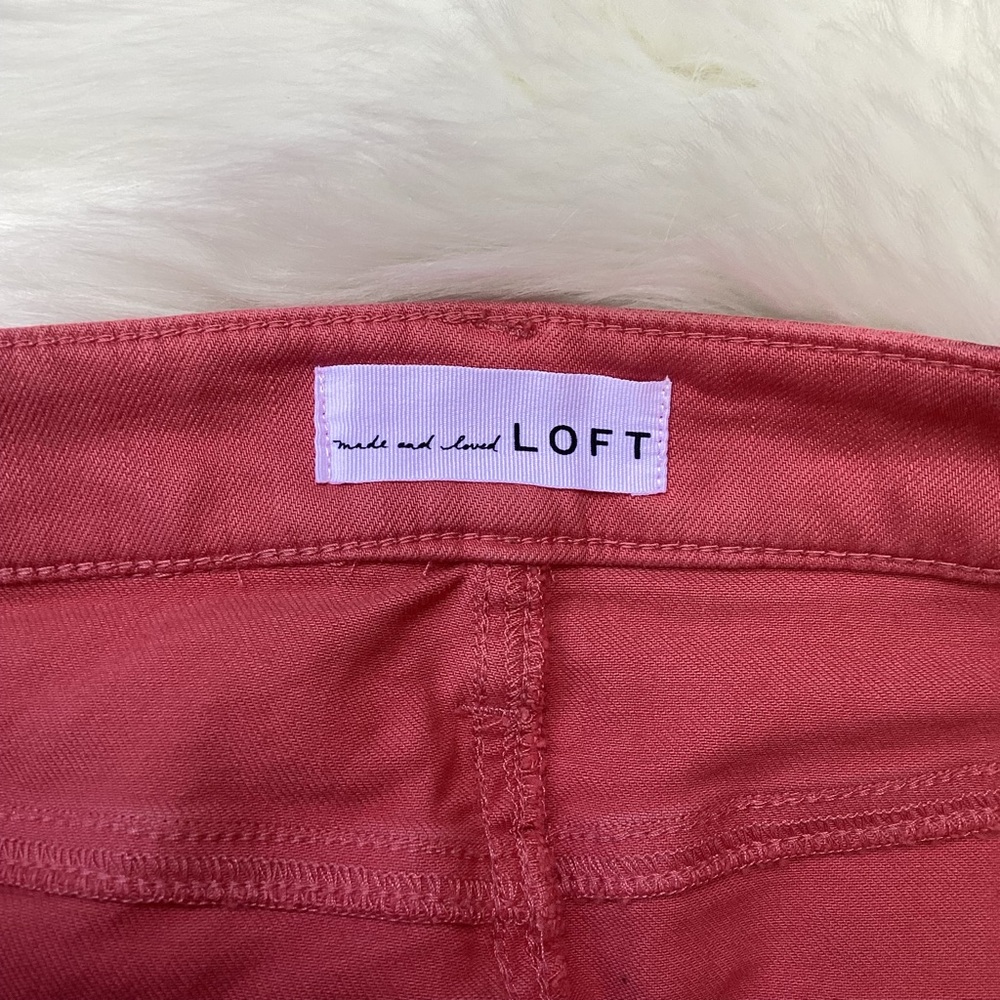 NWT LOFT Nantucket Red Denim Skirt Distressed 16 - Picture 3 of 7